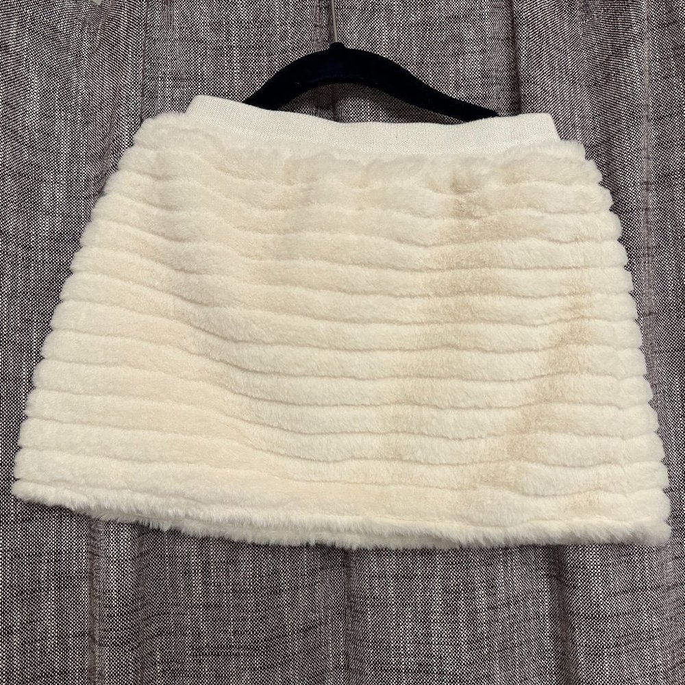 Kids Faux Fur White Mini Skirt